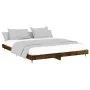 Estructura de cama madera de ingeniería roble ahumado 200x200cm de vidaXL, Camas y somieres - Ref: Foro24-832114, Precio: 121...