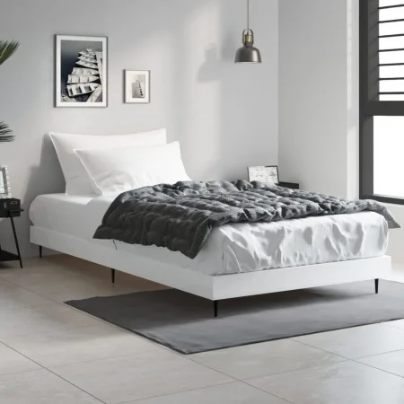 White engineered wood bed frame 90x200 cm by vidaXL, Beds and slatted bases - Ref: Foro24-832269, Price: 73,17 €, Discount: %