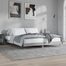Sonoma gray engineered wood bed frame 140x200 cm by vidaXL, Beds and slatted bases - Ref: Foro24-832147, Price: 136,43 €, Dis...