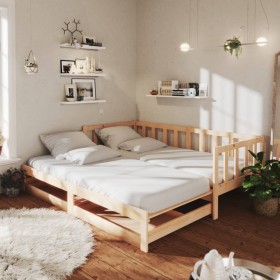 Sofá cama extraíble madera maciza de pino 2x(90x20