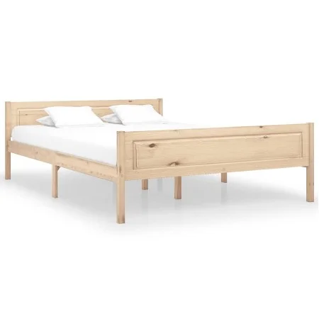 Solid pine wood bed frame 140x200 cm by vidaXL, Beds and slatted bases - Ref: Foro24-322099, Price: 115,00 €, Discount: %