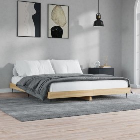Bettgestell aus Sonoma-Eiche-Holzwerkstoff, 200 x 200 cm von vidaXL, Betten und Lattenroste - Ref: Foro24-832216, Preis: 142,...