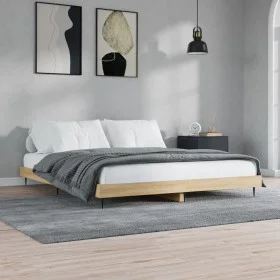 Sonoma oak engineered wood bed frame 200x200 cm by vidaXL, Beds and slatted bases - Ref: Foro24-832216, Price: 121,24 €, Disc...