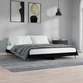 Black engineered wood bed frame 200x200 cm by vidaXL, Beds and slatted bases - Ref: Foro24-832214, Price: 113,73 €, Discount: %