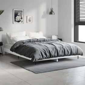 White engineered wood bed frame 140x190 cm by vidaXL, Beds and slatted bases - Ref: Foro24-832277, Price: 110,61 €, Discount: %