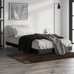 Estructura de cama madera de ingeniería negra 90x190 cm