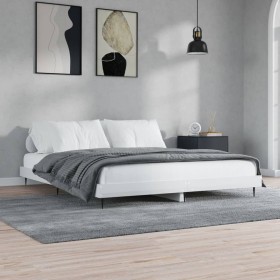 Glossy white engineered wood bed frame 140x200cm by vidaXL, Beds and slatted bases - Ref: Foro24-832247, Price: 92,75 €, Disc...