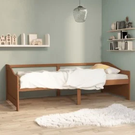 3-seater sofa bed solid honey brown pine wood 90x200 cm by vidaXL, Beds and slatted bases - Ref: Foro24-322166, Price: 83,42 ...