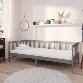 Sofa bed with solid pine wood mattress gray 90x200 cm by vidaXL, Beds and slatted bases - Ref: Foro24-3083606, Price: 227,75 ...