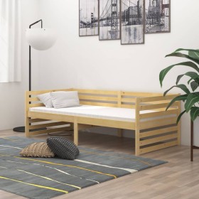 Sofá cama con colchón madera de pino maciza 90x200 cm