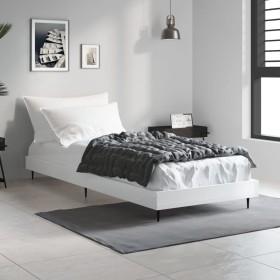 Glossy white engineered wood bed frame 75x190 cm by vidaXL, Beds and slatted bases - Ref: Foro24-832311, Price: 84,81 €, Disc...
