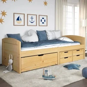 IRUN sofa bed with 5 solid pine wood drawers 90x200cm by vidaXL, Beds and slatted bases - Ref: Foro24-3185211, Price: 321,41 ...