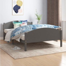 Estructura de cama madera maciza de pino gris oscuro 120x200 cm