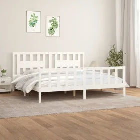 White pine wood bed frame with headboard 200x200cm by vidaXL, Beds and slatted bases - Ref: Foro24-3188187, Price: 156,20 €, ...