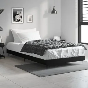 Black engineered wood bed frame 90x200 cm by vidaXL, Beds and slatted bases - Ref: Foro24-832270, Price: 73,07 €, Discount: %