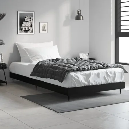Estructura de cama madera de ingeniería negra 90x200 cm de vidaXL, Camas y somieres - Ref: Foro24-832270, Precio: 73,07 €, De...