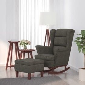 Schaukelstuhl mit Holzbeinen und dunkelgrauem Samthocker von vidaXL, Schaukelstühle - Ref: Foro24-3121231, Preis: 291,84 €, R...