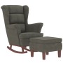 Rocking chair with wooden legs and dark gray velvet stool by vidaXL, Rocking chairs - Ref: Foro24-3121231, Price: 291,84 €, D...