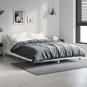 Glossy white engineered wood bed frame 140x190cm by vidaXL, Beds and slatted bases - Ref: Foro24-832279, Price: 113,72 €, Dis...