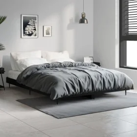 Black engineered wood bed frame 140x190 cm by vidaXL, Beds and slatted bases - Ref: Foro24-832278, Price: 104,99 €, Discount: %