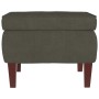 Sillón mecedora patas madera y taburete terciopelo gris oscuro