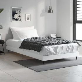 White engineered wood bed frame 90x190 cm by vidaXL, Beds and slatted bases - Ref: Foro24-832301, Price: 77,14 €, Discount: %