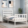 Weißer Massivholzbettrahmen mit Kopfteil 90x190 cm von vidaXL, Betten und Lattenroste - Ref: Foro24-3191872, Preis: 97,04 €, ...