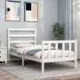White solid wood bed frame with headboard 90x190 cm by vidaXL, Beds and slatted bases - Ref: Foro24-3191872, Price: 95,72 €, ...