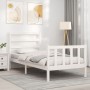 Weißer Massivholzbettrahmen mit Kopfteil 90x190 cm von vidaXL, Betten und Lattenroste - Ref: Foro24-3191872, Preis: 97,04 €, ...