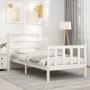 White solid wood bed frame with headboard 90x190 cm by vidaXL, Beds and slatted bases - Ref: Foro24-3191872, Price: 95,72 €, ...