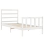 Weißer Massivholzbettrahmen mit Kopfteil 90x190 cm von vidaXL, Betten und Lattenroste - Ref: Foro24-3191872, Preis: 97,04 €, ...