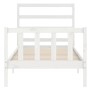 Weißer Massivholzbettrahmen mit Kopfteil 90x190 cm von vidaXL, Betten und Lattenroste - Ref: Foro24-3191872, Preis: 97,04 €, ...