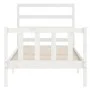 White solid wood bed frame with headboard 90x190 cm by vidaXL, Beds and slatted bases - Ref: Foro24-3191872, Price: 95,72 €, ...