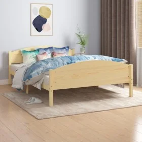Solid pine wood bed frame 160x200 cm by vidaXL, Beds and slatted bases - Ref: Foro24-322030, Price: 119,12 €, Discount: %