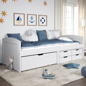 Sofá cama con 5 cajones madera maciza pino blanca IRUN 90x200cm