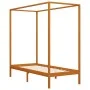 Honey brown solid pine wood canopy bed 100x200 cm by vidaXL, Beds and slatted bases - Ref: Foro24-283257, Price: 96,85 €, Dis...