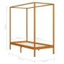 Honey brown solid pine wood canopy bed 100x200 cm by vidaXL, Beds and slatted bases - Ref: Foro24-283257, Price: 96,85 €, Dis...
