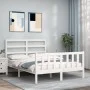 White solid wood bed frame with headboard 120x200 cm by vidaXL, Beds and slatted bases - Ref: Foro24-3191902, Price: 117,33 €...