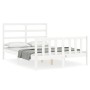 Weißer Massivholzbettrahmen mit Kopfteil 120x200 cm von vidaXL, Betten und Lattenroste - Ref: Foro24-3191902, Preis: 120,49 €...