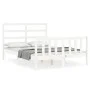 White solid wood bed frame with headboard 120x200 cm by vidaXL, Beds and slatted bases - Ref: Foro24-3191902, Price: 117,33 €...