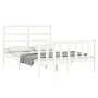 White solid wood bed frame with headboard 120x200 cm by vidaXL, Beds and slatted bases - Ref: Foro24-3191902, Price: 117,33 €...