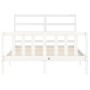 Weißer Massivholzbettrahmen mit Kopfteil 120x200 cm von vidaXL, Betten und Lattenroste - Ref: Foro24-3191902, Preis: 120,49 €...