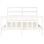White solid wood bed frame with headboard 120x200 cm by vidaXL, Beds and slatted bases - Ref: Foro24-3191902, Price: 117,33 €...