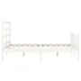 White solid wood bed frame with headboard 120x200 cm by vidaXL, Beds and slatted bases - Ref: Foro24-3191902, Price: 117,33 €...