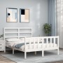 Weißer Massivholzbettrahmen mit Kopfteil 140x190 cm von vidaXL, Betten und Lattenroste - Ref: Foro24-3191887, Preis: 129,32 €...