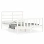 White solid wood bed frame with headboard 140x190 cm by vidaXL, Beds and slatted bases - Ref: Foro24-3191887, Price: 125,37 €...