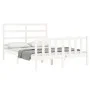 White solid wood bed frame with headboard 140x190 cm by vidaXL, Beds and slatted bases - Ref: Foro24-3191887, Price: 125,37 €...