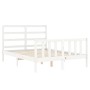White solid wood bed frame with headboard 140x190 cm by vidaXL, Beds and slatted bases - Ref: Foro24-3191887, Price: 129,24 €...