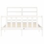 Weißer Massivholzbettrahmen mit Kopfteil 140x190 cm von vidaXL, Betten und Lattenroste - Ref: Foro24-3191887, Preis: 129,32 €...