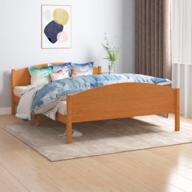 Estructura de cama madera maciza pino marrón miel 160x200 cm